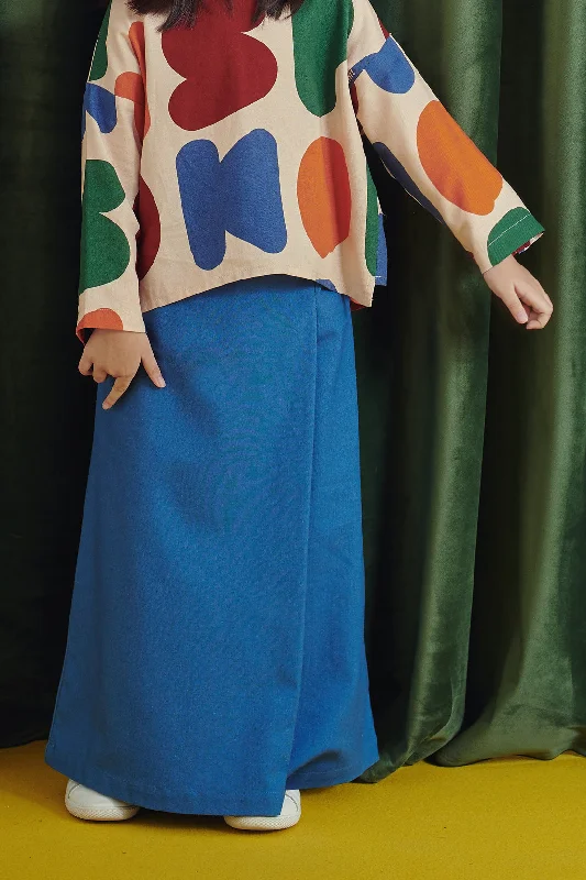The Rona Folded Skirt - Steel Blue leather skirt modern