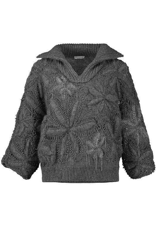 Flower Crochet Sweater Soft Cozy Warm