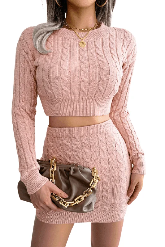 Knitted Sweater + Skirt 2Pcs Set for Women Oversized Loose Flowy