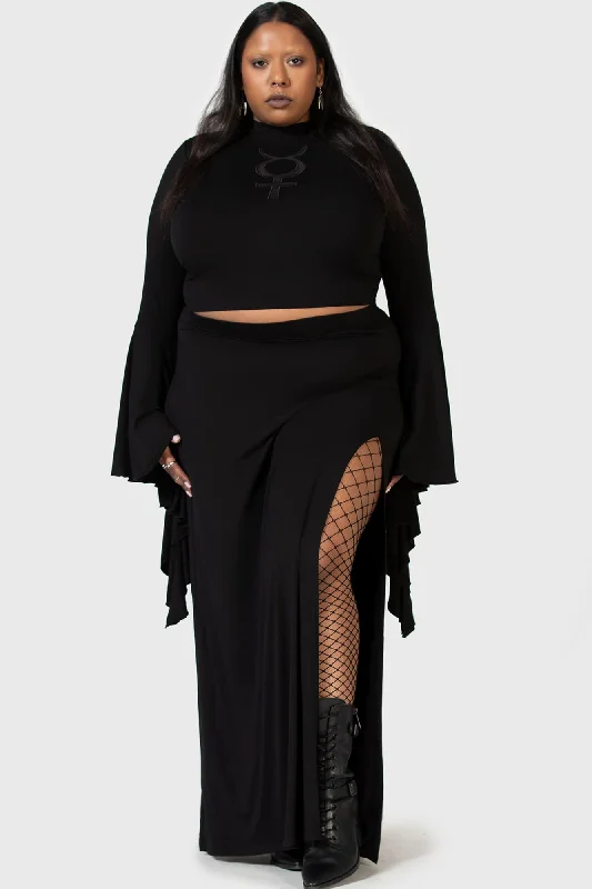 Nocturnal Shade Maxi Skirt [PLUS] corduroy skirt comfortable