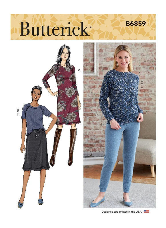 Butterick Pattern B6859 Misses' Knit Dress, Tops, Skirt and Pants Casual Skinny Fit Pants Butterick Pattern B6859 Misses' Knit Dress, Tops, Skirt and Pants Casual Skinny Fit Pants
