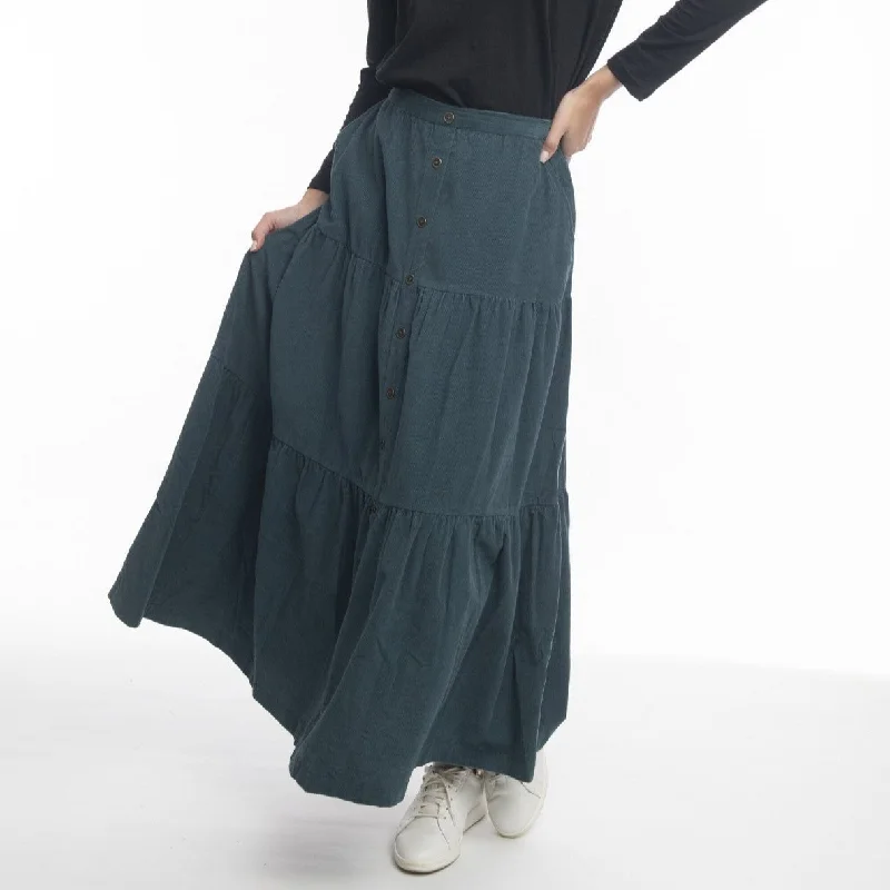 Orientique - Organic Cotton Cord Layered Skirt satin skirt smooth