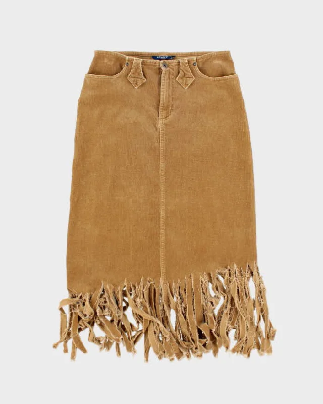 Vintage 90s Brody Corduroy Fringe Skirt - S slim fit skirt