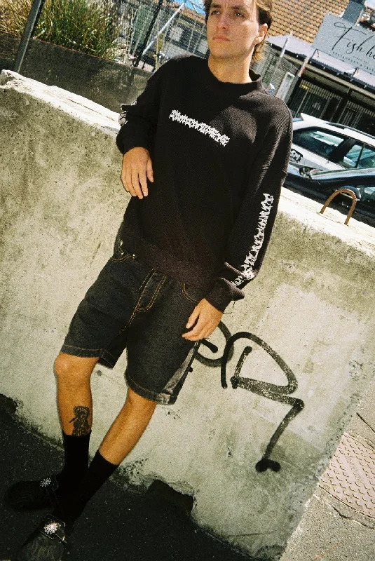CHROME SWEATER / FADED BLACK Embroidered Appliqued Beaded