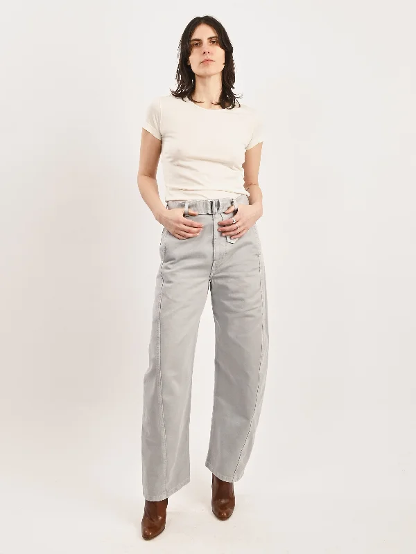 Snowy Blue Grey Twisted Belted Pants Classic Chino Pants
