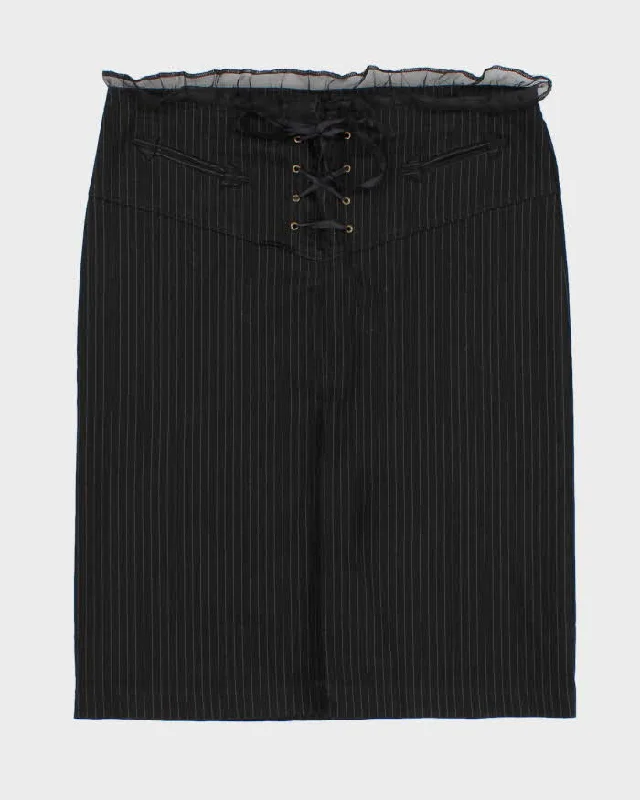 Buffalo David Bitton Pinstripe Lace Tailored Skirt - L patchwork skirt art