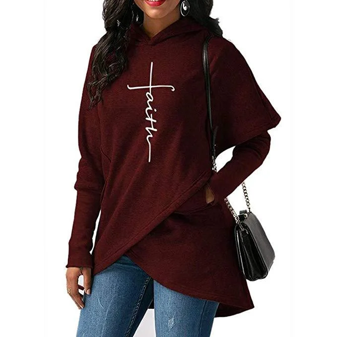Irregular Hooded Sweater: Cozy Comfort Sequined Glittery Shiny