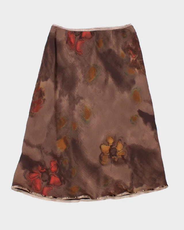 Vintage 90s Atalar Brown Skirt - S ruffled skirt detail