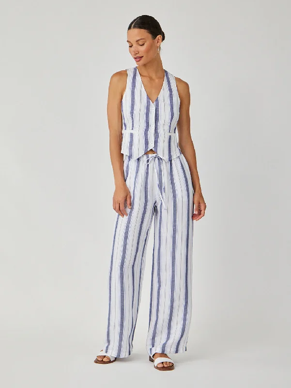 Easy Wide Leg Pant - Coastal Ombre Stripe Wide-Legged Palazzos