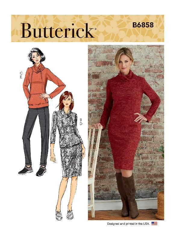 Butterick Pattern B6858 Misses' Knit Dress, Tops, Skirt and Pants Classic Cropped Pants Butterick Pattern B6858 Misses' Knit Dress, Tops, Skirt and Pants Classic Cropped Pants