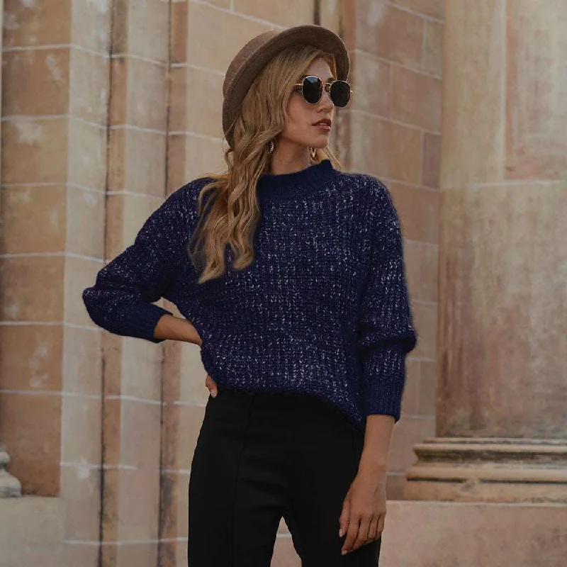 Luxurious Autumn Silk Sweater - Round Neck Long Sleeve Knitwear Herringbone Houndstooth Plaid Luxurious Autumn Silk Sweater - Round Neck Long Sleeve Knitwear Herringbone Houndstooth Plaid