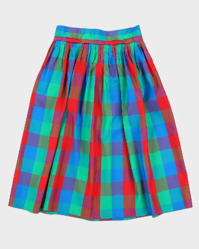 1990s Sportsville Checked Midi Skirt - S denim skirt fashionable
