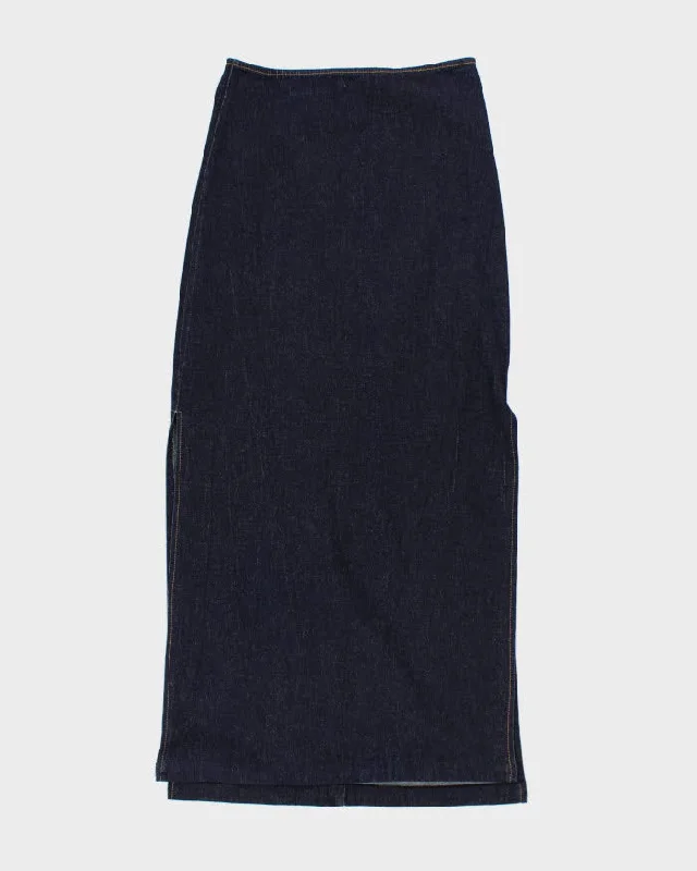 Vintage 90s Denim Maxi Skirt - S zip skirt side