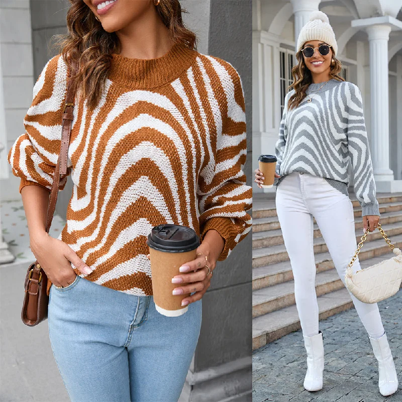 Wild Elegance: Leopard Print Knitted Sweater Fitted Loose Oversized