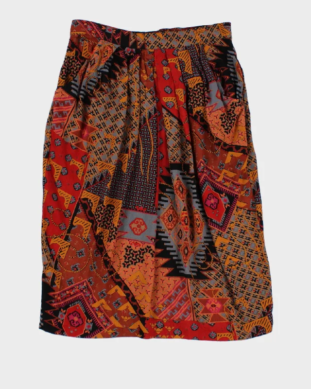 Geometric Patterned Midi Skirt - S lace skirt romantic
