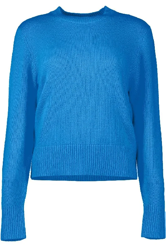 Long Sleeve Sweater - Summer Sky Welt Pockets Slit Pockets Flap Pockets