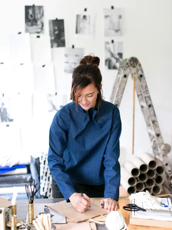 The Assembly Line Elastic Tie Sweater Hooded Caped Shawl Collar