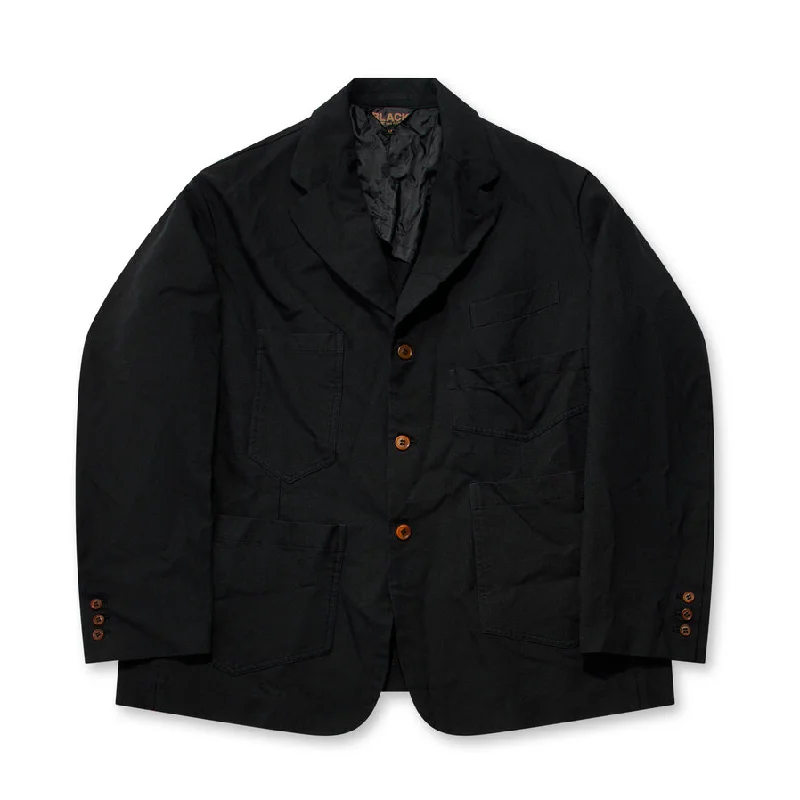 BLACK Comme des Garçons Pocket Jacket (Black) Wool Fabric Cashmere Fabric Tweed Fabric BLACK Comme des Garçons Pocket Jacket (Black) Wool Fabric Cashmere Fabric Tweed Fabric
