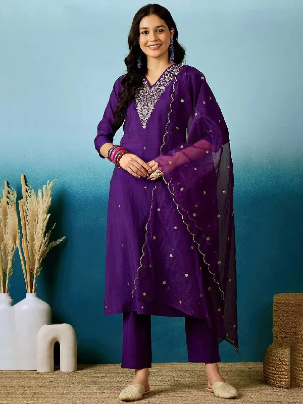 Purple Attractive Readymade Pant Suit Designer Embroidery Work Formal Linen Trousers Purple Attractive Readymade Pant Suit Designer Embroidery Work Formal Linen Trousers