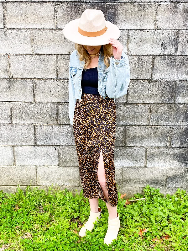 Animal Print Midi Skirt leather skirt modern
