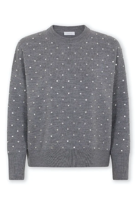 Crystal Embellished Sweater Cable Knit Ribbed Knit Lace Knit