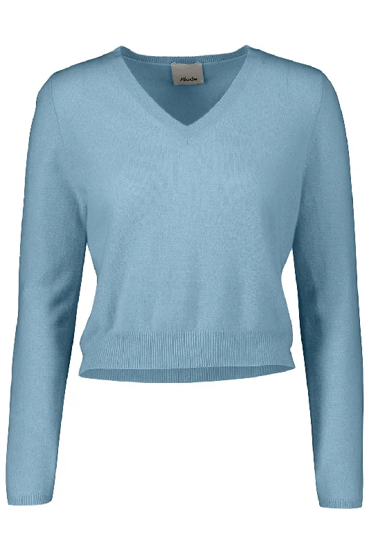 V-Sweater - Sky Blue Sequined Glittery Shiny