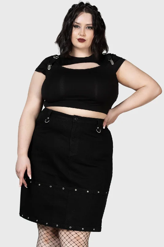 Punktured Skirt [PLUS] denim skirt classic