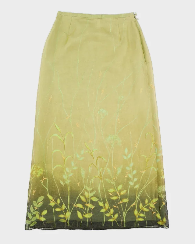 Vintage 90s MAG Green Silk Skirt - XS leather skirt sleek