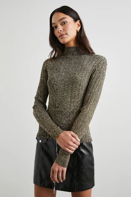 VIVIENNE SWEATER - GOLD LUREX Front Pockets Side Pockets Patch Pockets