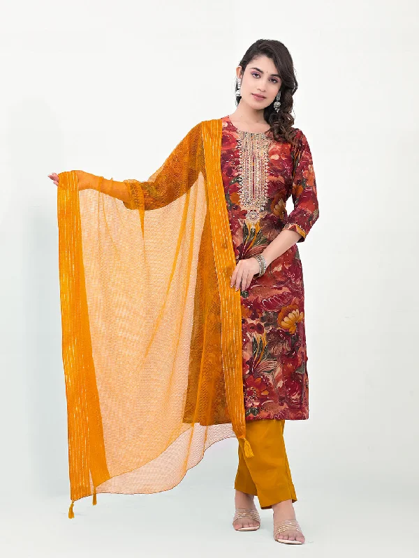 Maroon Designer Readymade Pant Suit With Printed Embroidery Work Soft Stretch Trousers Maroon Designer Readymade Pant Suit With Printed Embroidery Work Soft Stretch Trousers