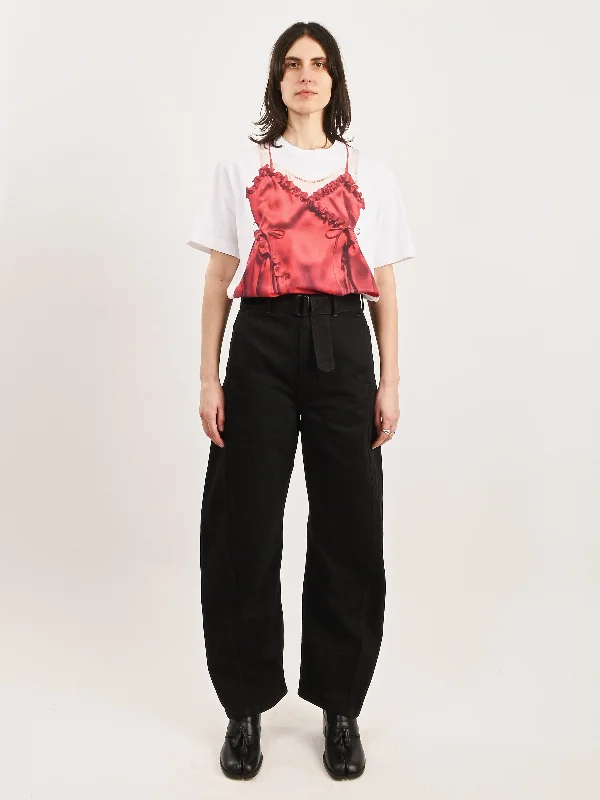 Black Twisted Belted Pants Relaxed Lounge Trousers
