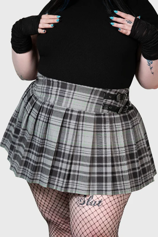 Bat Girl Skirt [GREY TARTAN] [PLUS] wool skirt sturdy