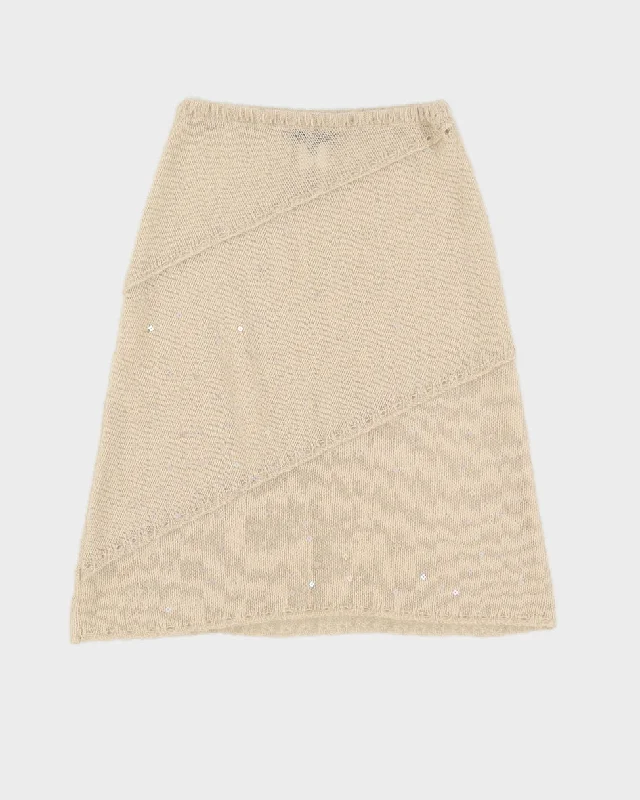 Vintage Fendi Beige Knit Skirt With Sequin Detail - S velvet skirt rich