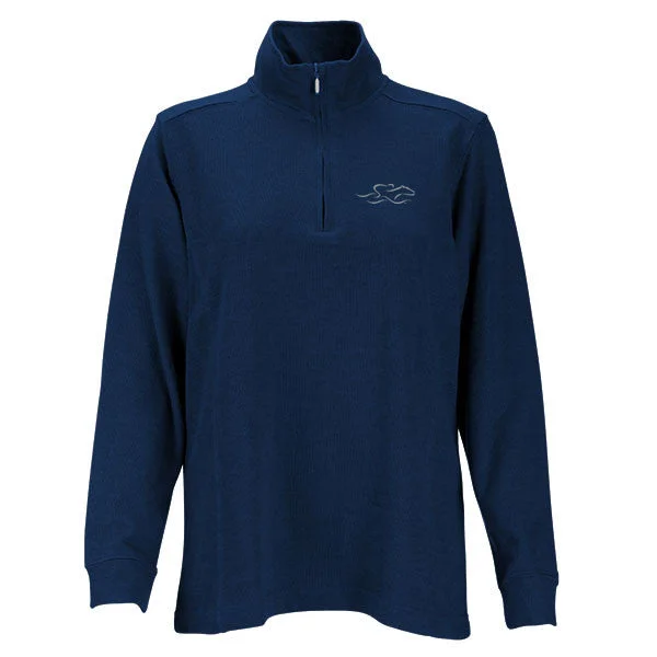 Womens Harbor Rib Qtr Zip Sweater - Navy Cashmere Blend Cotton Blend Poly Blend