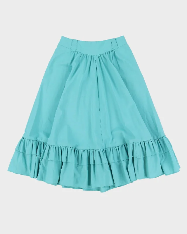 Vintage 1990s Blue Swing Skirt - S lace skirt delicate