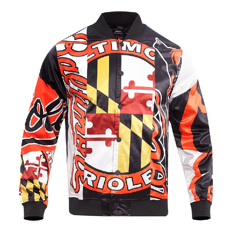 CHAMARRA MLB BALTIMORE ORIOLES MASHUP SATIN JACKET Collared Jacket Crew Neck Jacket Turtle Neck Jacket