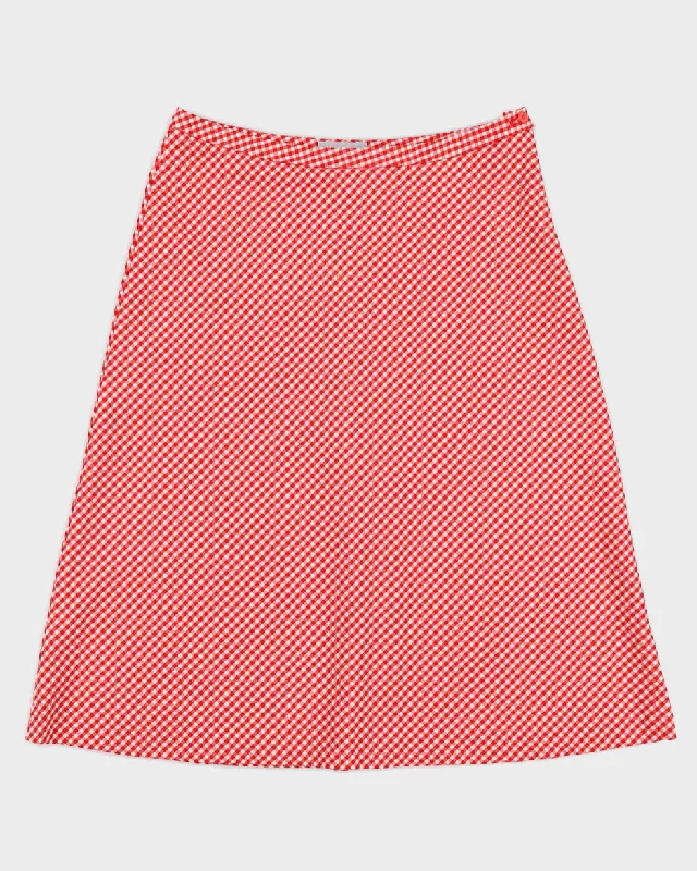 Vintage 90s Red & White Gingham Skirt -M lace skirt romantic