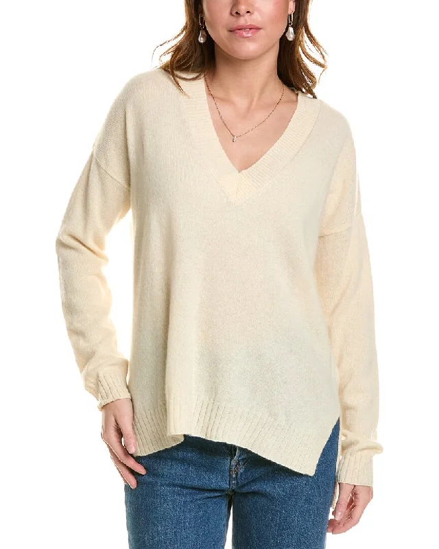 Minnie Rose High-Low Cashmere Sweater Collared Crew Neck Turtle Neck