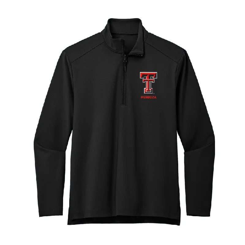 Texas Tech - NCAA Women's Cross Country : Amaya Mendoza - Premium Quarter Zip Jacket Zippered Front Buttoned Front Snap Front Texas Tech - NCAA Women's Cross Country : Amaya Mendoza - Premium Quarter Zip Jacket Zippered Front Buttoned Front Snap Front
