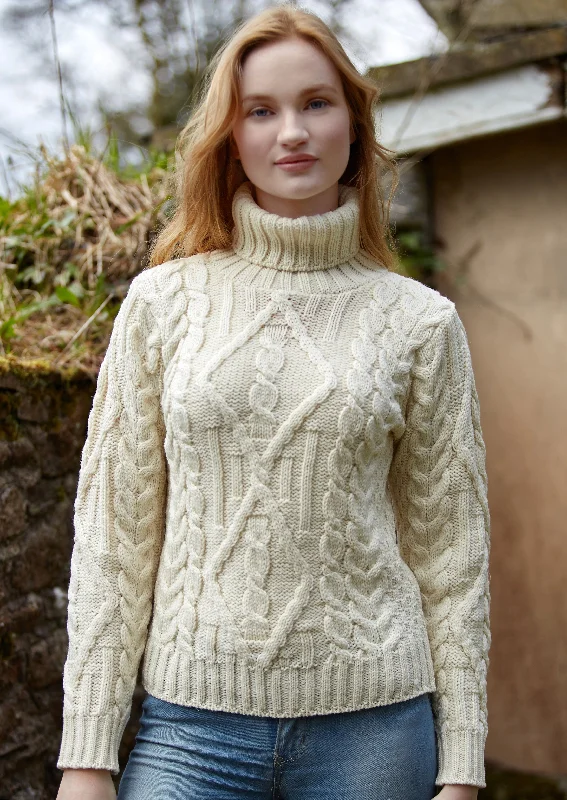 Aran Turtle Neck Sweater | Natural Lightweight Heavyweight Midweight