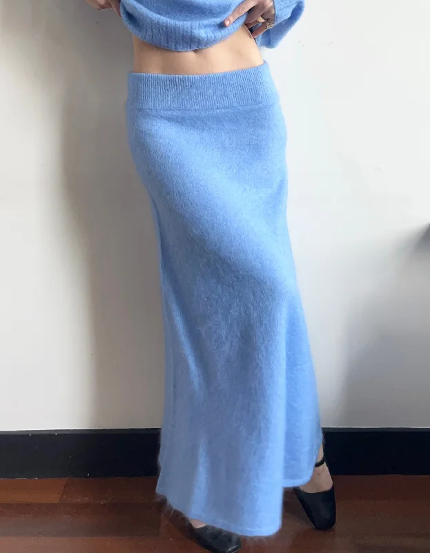 Ina Knit Skirt in Vista Blue wool skirt sturdy