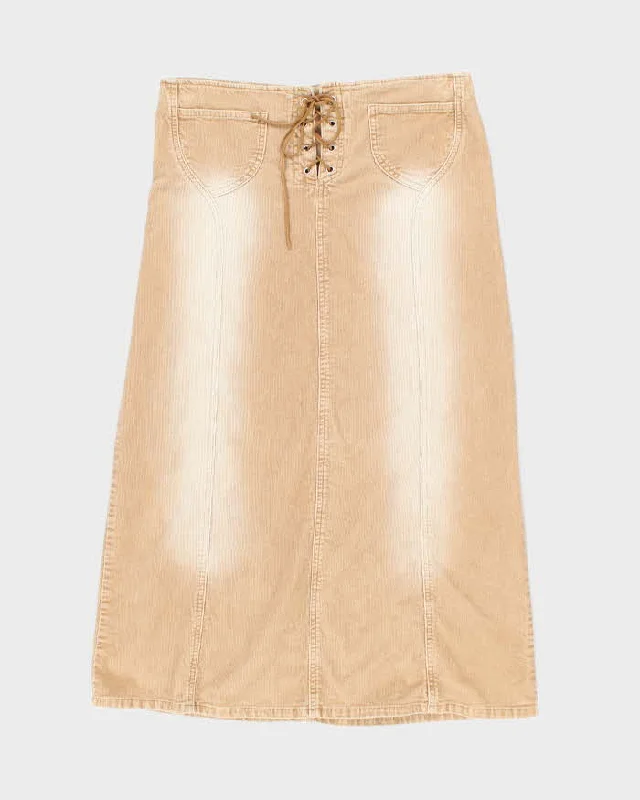Vintage Y2k 00s Brody Lace-Up Corduroy Skirt - M leather skirt bold