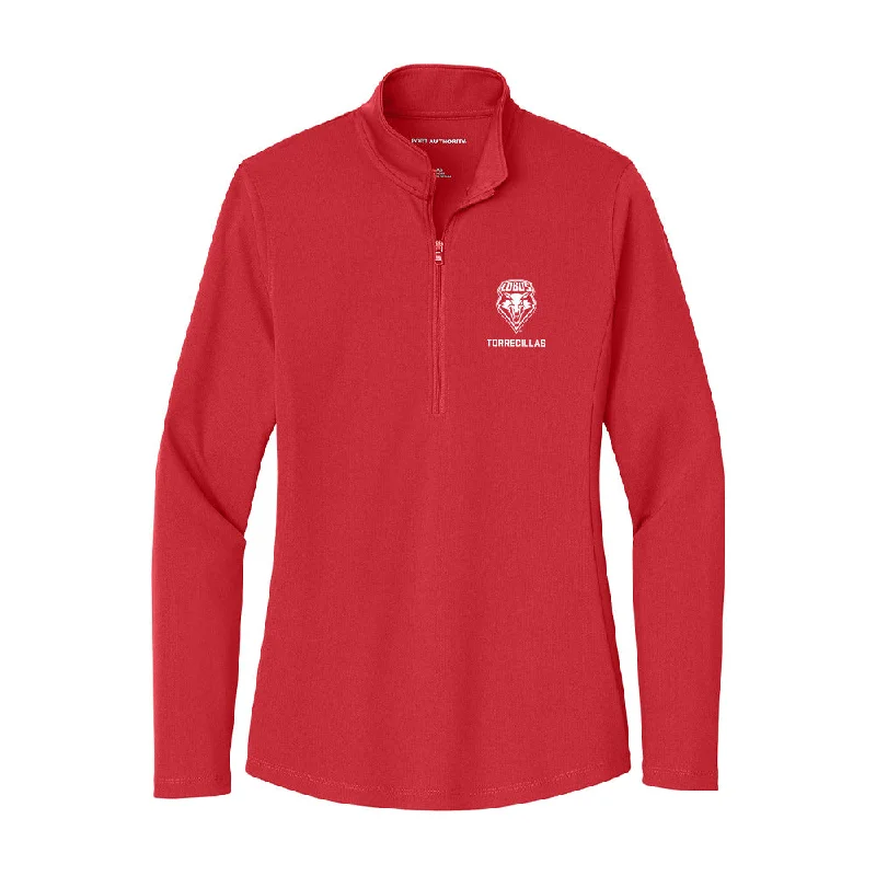 New Mexico - NCAA Women's Cross Country : Mia Torrecillas - Women's Lightweight Quarter Zip Jacket Wool Jacket Cashmere Jacket Tweed Jacket New Mexico - NCAA Women's Cross Country : Mia Torrecillas - Women's Lightweight Quarter Zip Jacket Wool Jacket Cashmere Jacket Tweed Jacket