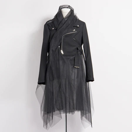 Black Comme des Garçons Tulle Zip Jacket (Black) Rayon Fabric Velvet Fabric Corduroy Fabric Black Comme des Garçons Tulle Zip Jacket (Black) Rayon Fabric Velvet Fabric Corduroy Fabric