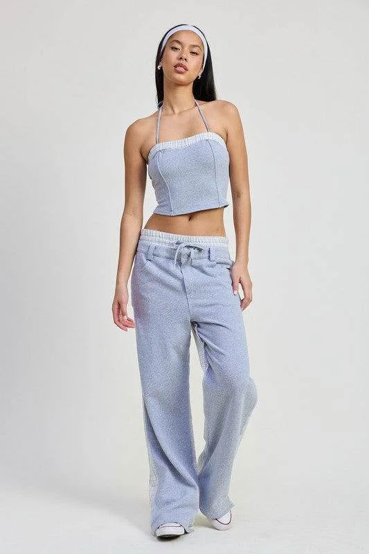 Double Waist Straight Leg Pants Trendy Wide-Legged Trousers