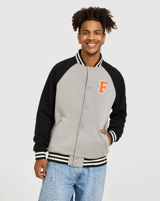 Unisex Varsity Jacket Front Pockets Side Pockets Patch Pockets