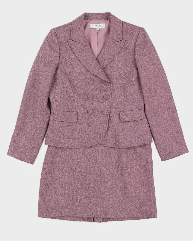 Vintage 90s Tahari Purple Double Breasted Skirt Suit - M linen skirt natural