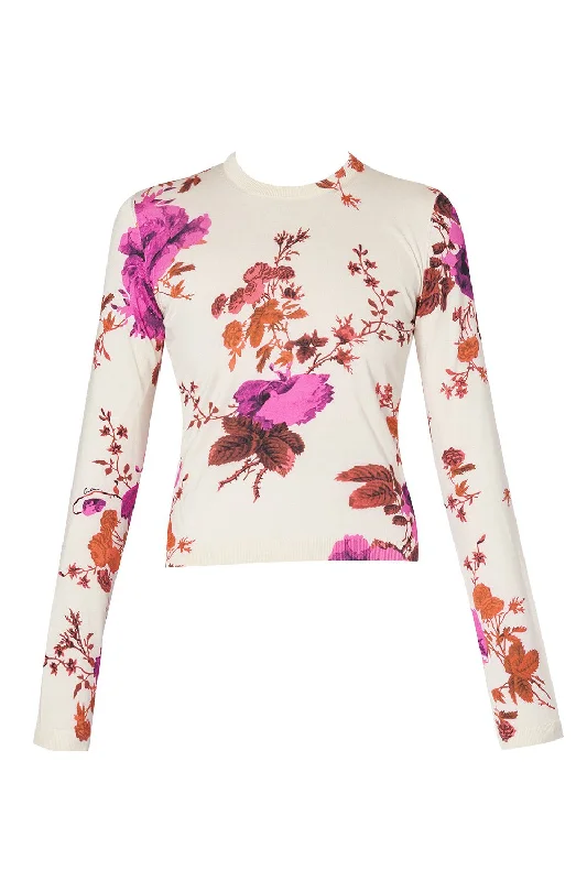 Rose Print Sweater Bright Pastel Dark