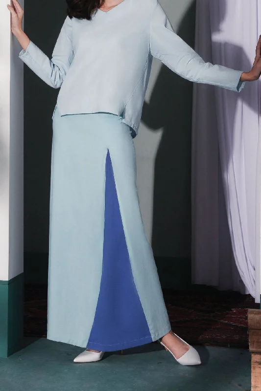 The Bayang Women Inverted Triangle Skirt - Light Blue wool skirt thick