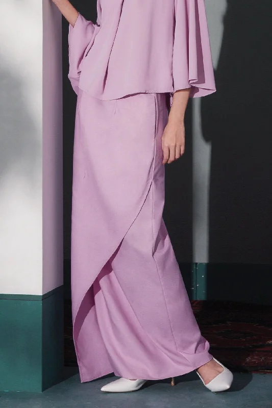 The Bayang Women Irregular Overlay Skirt - Light Purple linen skirt natural